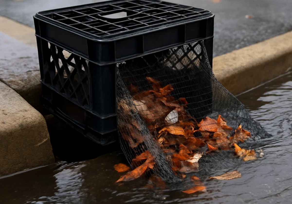 Close-up of a homemade prototype trap constructed from a plastic milk